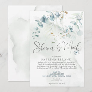 Baby Shower by Mail Watercolor Eucalyptus Greenery Invitation