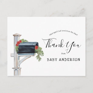 Baby Shower by Mail Winter Evergreen Thank You Postcard