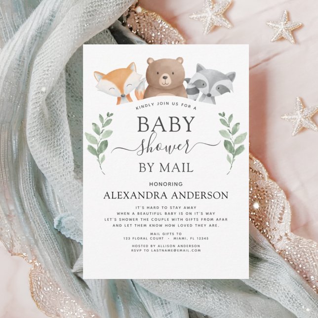 Baby Shower By Mail Woodland Eucalyptus Greenery Invitation (Creator Uploaded)