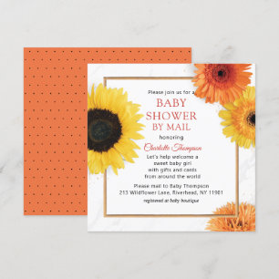 Baby Shower By Mail Yellow Sunflower Floral Invitation
