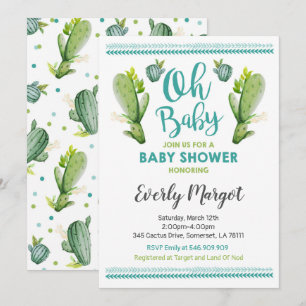 Baby shower Cactus Invitation Douche Succulente