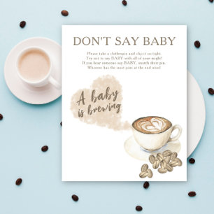 Baby shower café - Ne pas dire Poster bébé