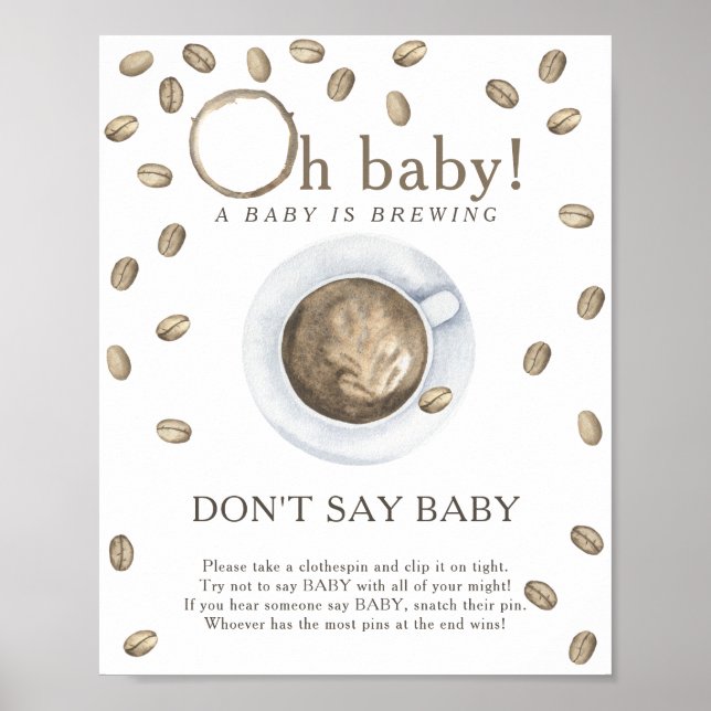 Baby shower café - Ne pas dire Poster bébé (Devant)