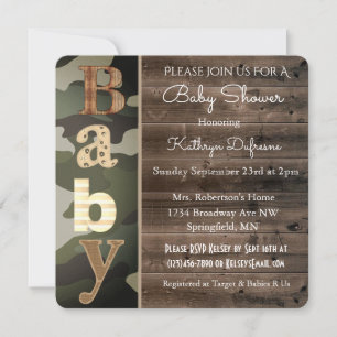 Baby shower Camouflage rustique ll Invitation