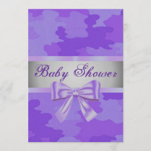 Baby shower Camouflage Violet Bow Invitation