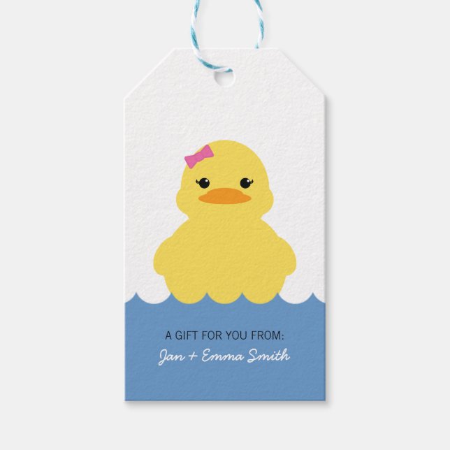 baby shower canard en caoutchouc fille, étiquette  (Devant)