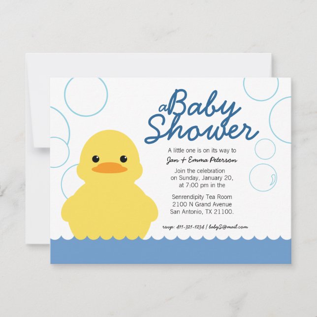 baby shower canard en caoutchouc mignon invitation (Devant)