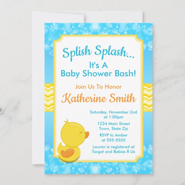 Baby shower canard Invitation bébé canard garçon (Devant)