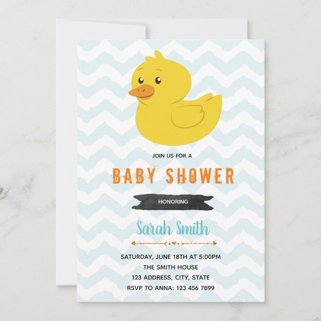 Baby shower canard invitation fête anniversaire (Devant)