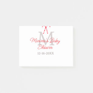 Baby shower candy cane Christmas holiday monogram  Post-it Notes