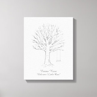 Baby Shower Canvas Thumbprint Tree Guestbook