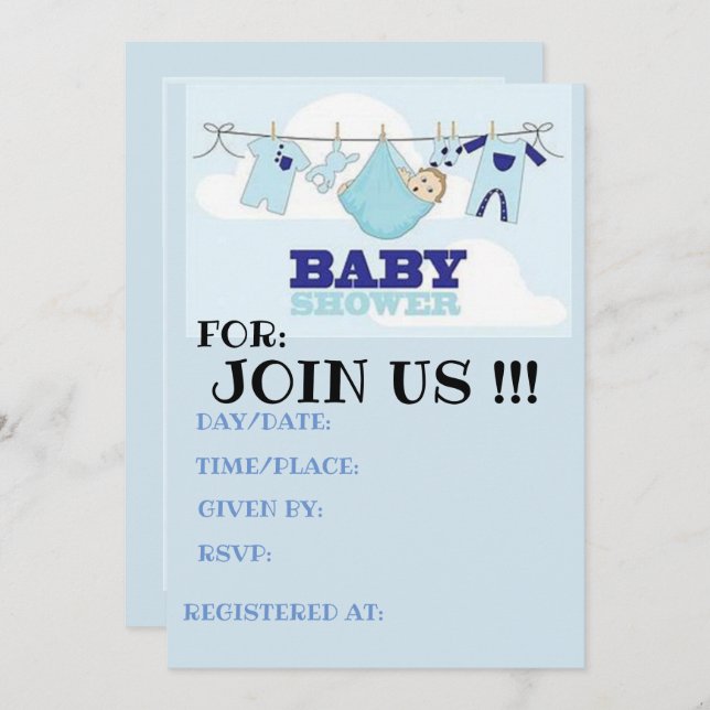 baby shower card  BLUE BOY (Front/Back)