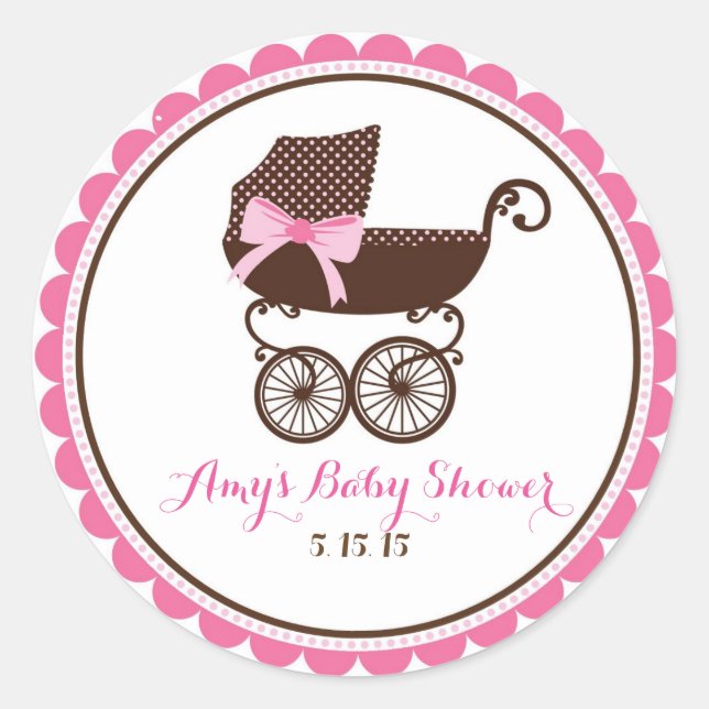 Baby Shower Carriage Stickers Favour (Front)