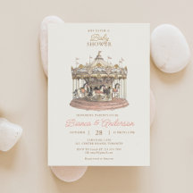 Baby shower Carrousel vintage Invitation 3