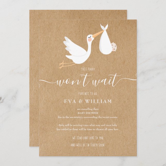 Baby shower, carte d'annulation d'arrosage (Devant / Derrière)