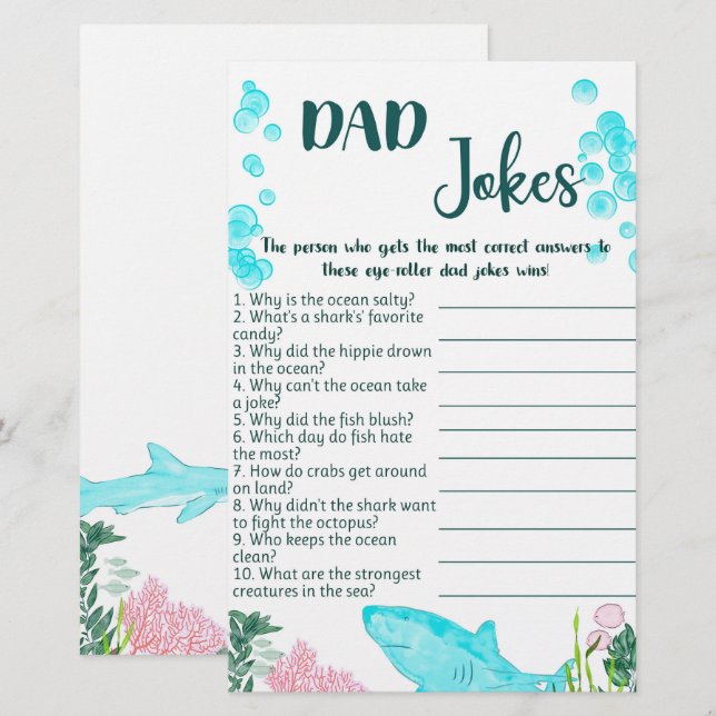 Baby shower Carte de jeu papa plaisanteries (Devant / Derrière)