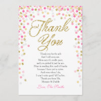 Baby shower Carte de remerciements Confetti Gold r