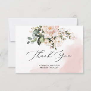 Baby shower carte de remerciements note blush or r