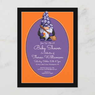 Baby shower Carte postale Invitation Gnome Hallo