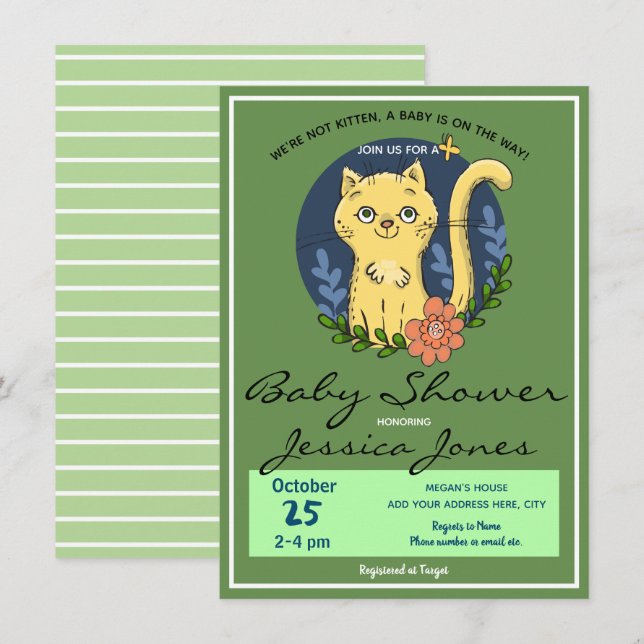 Baby Shower Cat Kitten Cute Invitation (Front/Back)