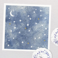 Baby Shower Celestial Star Watercolor Navy Blue