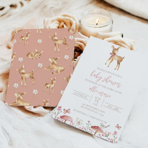 Baby shower cerf Invitation bébé fille Invitation