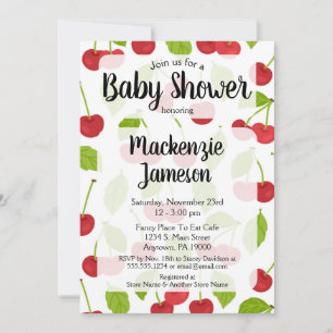 Baby shower cerises Invitation cerise rouge