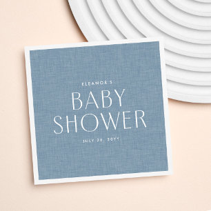 Baby shower chambray blue cute simple personalized napkin