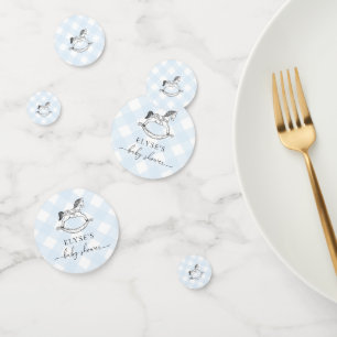 Baby shower Cheval Rocheux Bleu En vichy Confetti