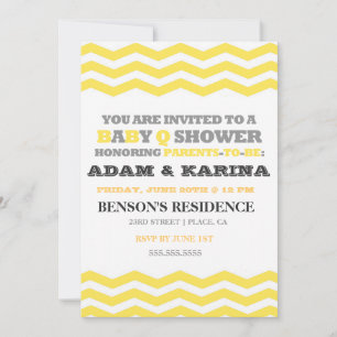 Baby shower Chevron Barbecue BabyQ Invitation