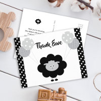 Baby Shower Chic Cute Black & White Lamb Thank You