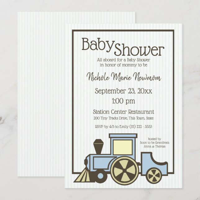 Baby Shower Choo Choo Train Invitation (Front/Back)
