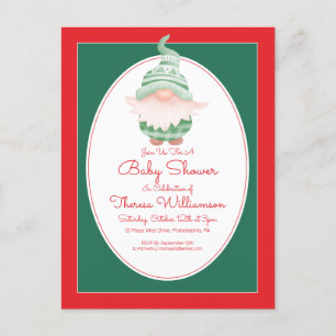 BABY SHOWER   Christmas Gnome Invitation Postcard