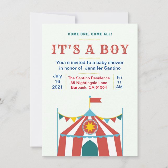 Baby shower circus invitation (Front)