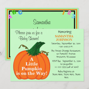 Baby shower citrouille ABC 123 Invitation