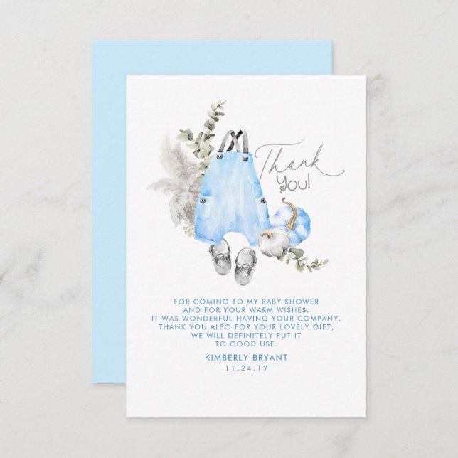 Baby shower Citrouille bleu Petit Merci (Devant / Derrière)