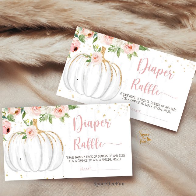 Baby shower citrouille carte de compartiment de ra (Pumpkin baby shower diaper raffle, fall baby shower diaper raffle, diaper raffle enclosure card, bab)