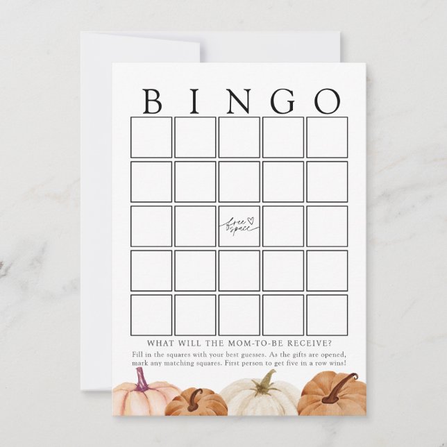 Baby shower citrouille - Carte de jeu (Devant)