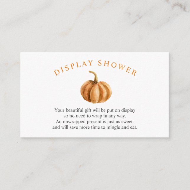 Baby shower citrouille  écran douche carte d'inser (Devant)
