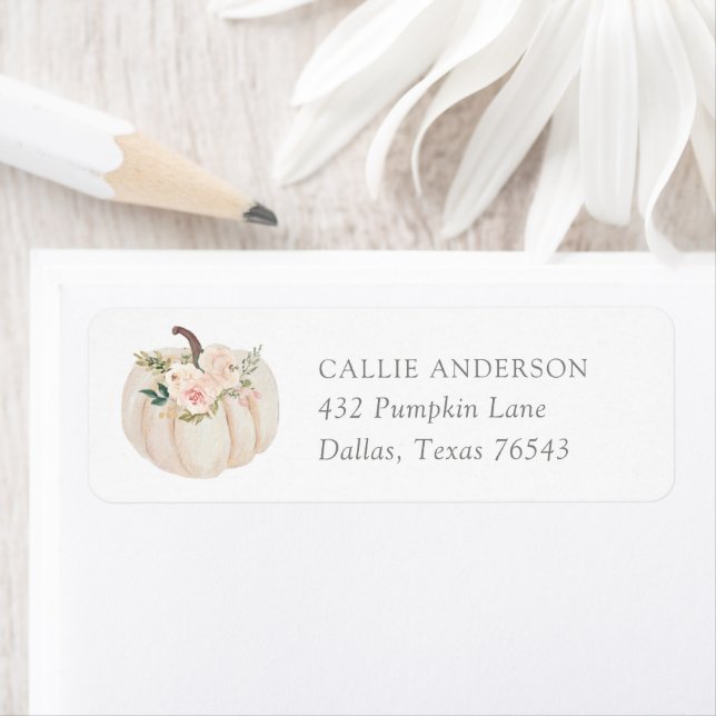 Baby shower Citrouille Floral Adresse de retour (En situation)