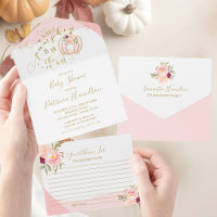 Baby shower citrouille Invitation et carte de cons