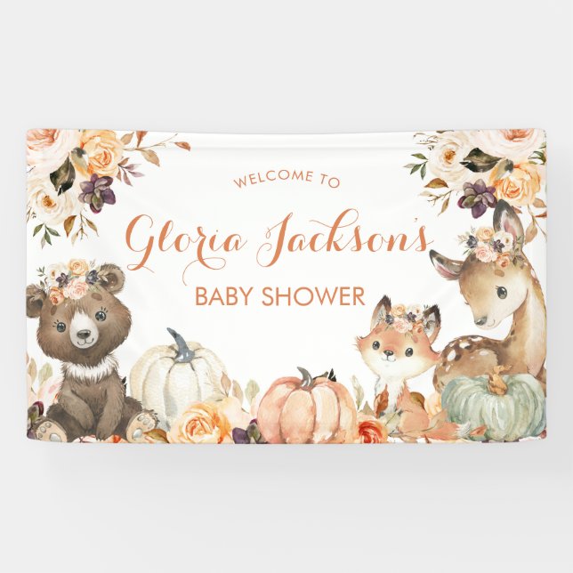 Baby shower citrouille Woodland Grande bannière (Horizontal)