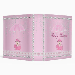 Baby shower classeur fille rose parapluie Pearl bl