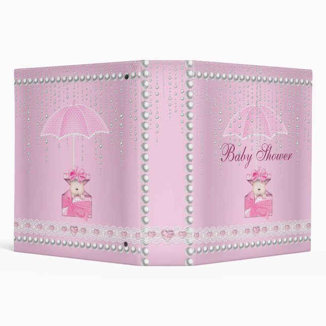 Baby shower classeur fille rose parapluie Pearl bl (Arrière-plan)