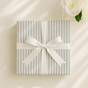 Baby shower classic blue /Off-white striped   Wrapping Paper