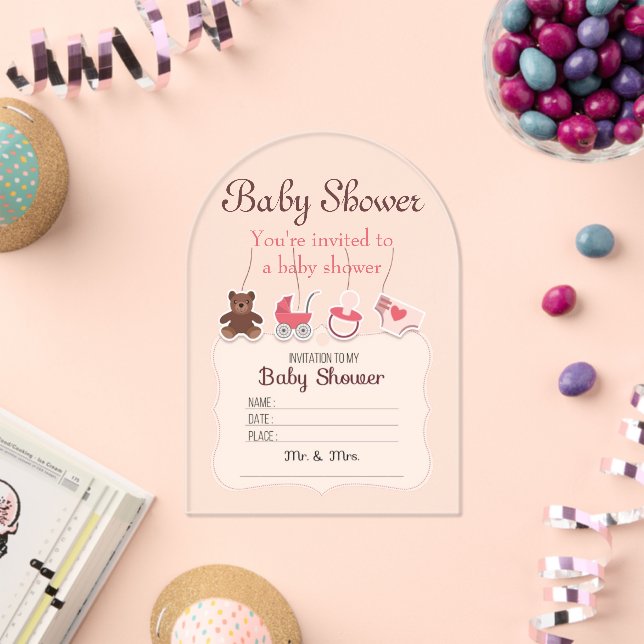 Baby Shower Clear Acrylic Invitation Card 12 (Insitu (Celebration))