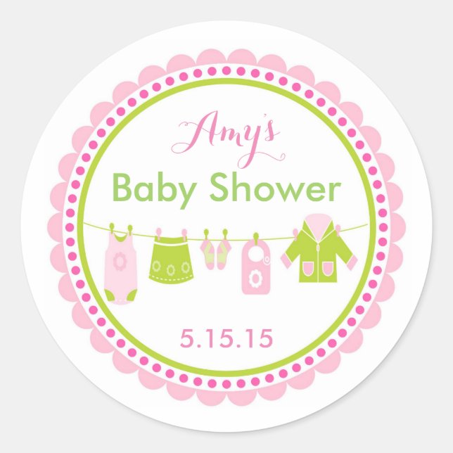Baby Shower Clothesline Stickers (Front)