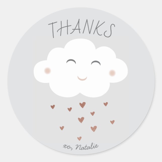 Baby shower Cloud mignon merci sticker (Devant)