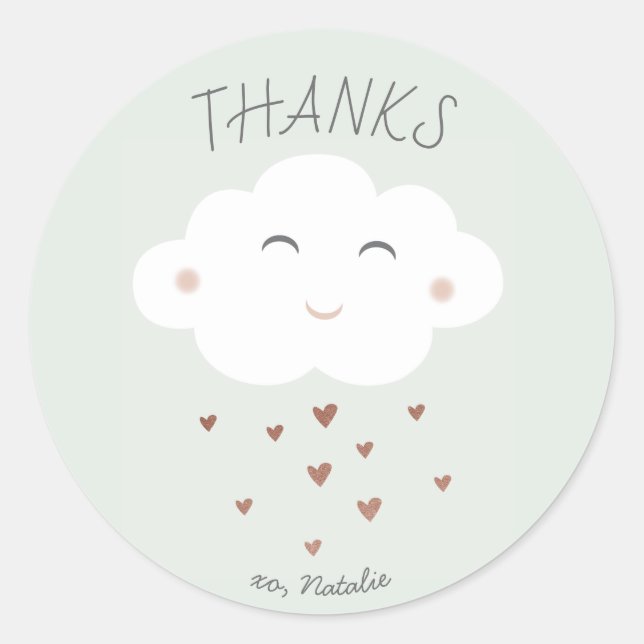 Baby shower Cloud mignon merci sticker (Devant)