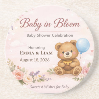 Baby Shower Coasters | Teddy Bear | Baby in Bloom